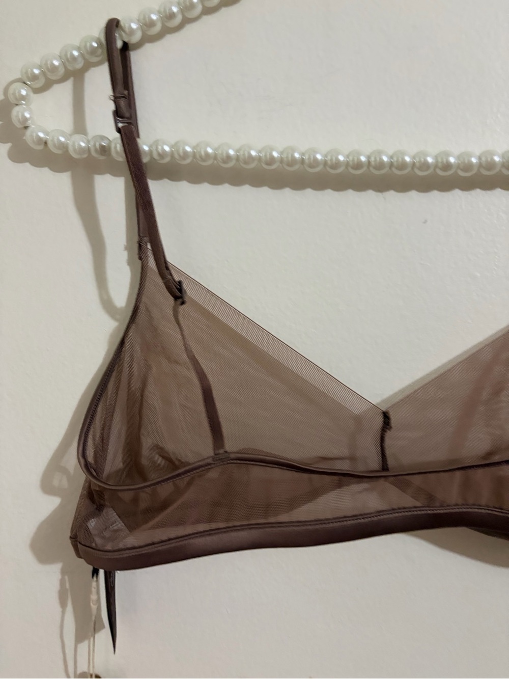 SKIMS Plunge Sheer Mesh Bralette in Brown Taupe - Picture 9 of 12